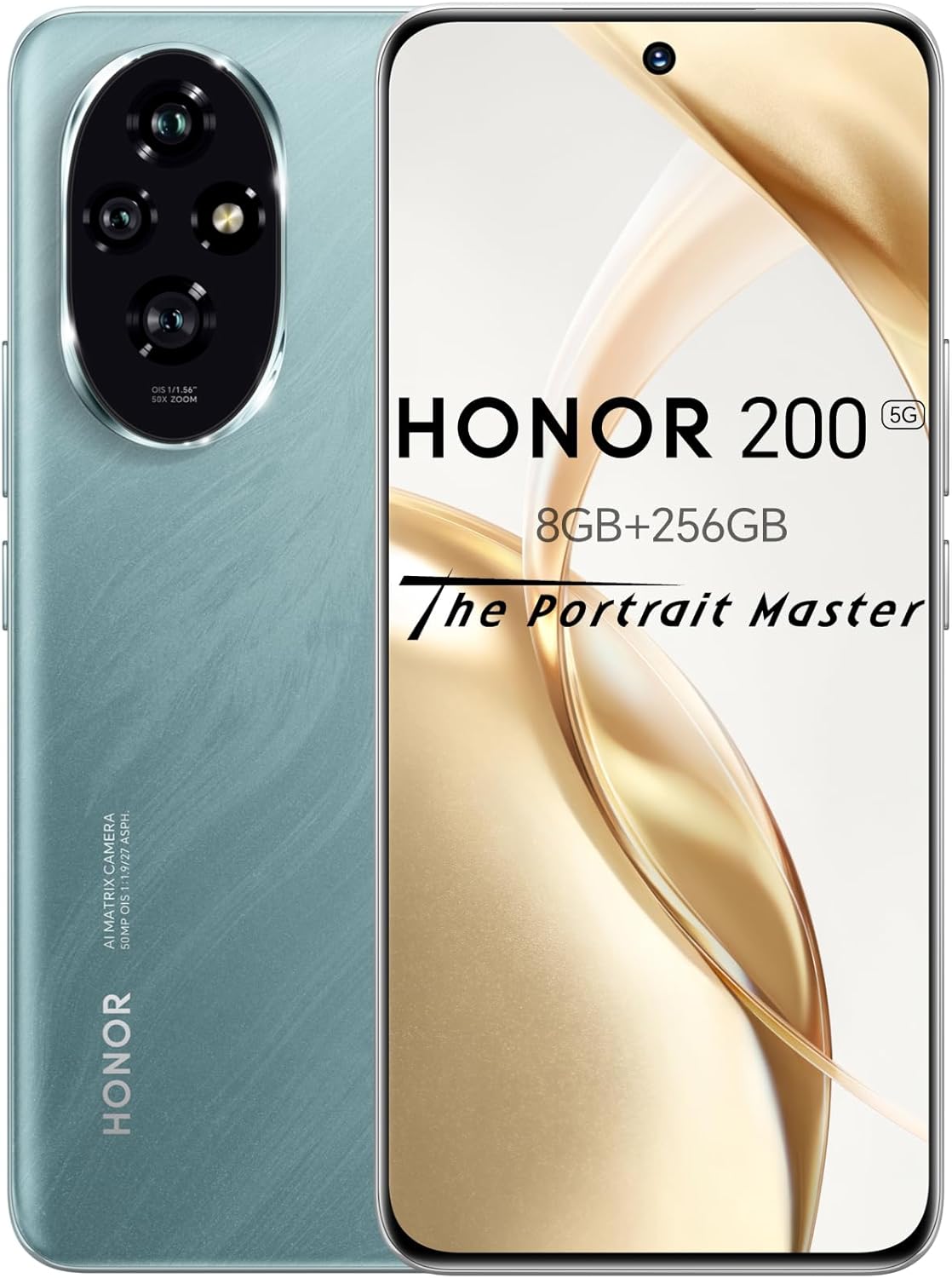 HONOR 200 Smartphone, telefono 5G, 8GB RAM 256GB Memoria 6,7&quot;, ricarica rapida da 5.200 mAh a 100 W, tripla fotocamera principale da 50 MP, ultrasottile da 7,7 mm, Emerald Green